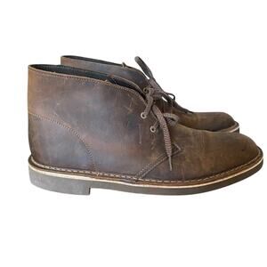 Clarks Mens Bushacre Brown Leather Distressed Chukka Boots size 9.5 NWOB